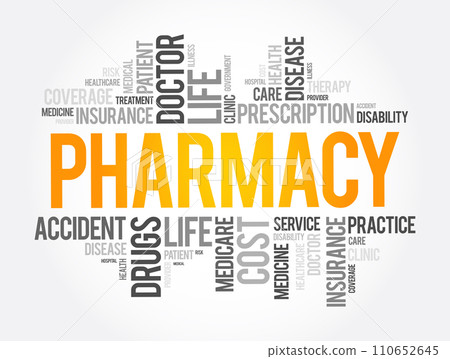 Pharmacy word cloud collage, health concept background Pharmacy word cloud collage, health concept background 110652645