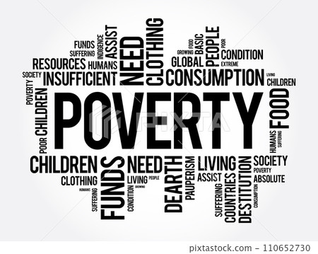 Poverty is the state of having few material possessions or little income, word concept background Poverty is the state of having few material possessions or little income, word concept background 110652730