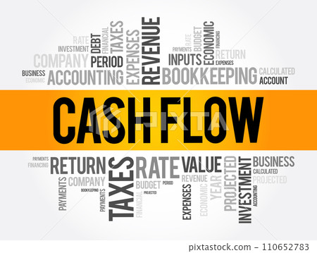Cash Flow word cloud collage, business concept background 110652783
