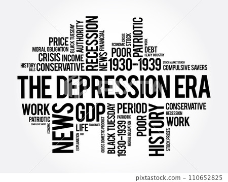 The Depression Era word cloud collage, education concept background The Depression Era word cloud collage, education concept background 110652825