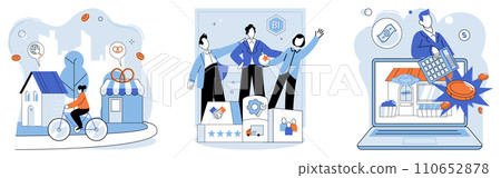 Local business. Vector illustration. Developing sound business strategy is essential for businesses to achieve their objectives Identifying right business target allows businesses to focus 110652878