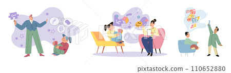 Mental health vector illustration. Self reflection and contemplation contribute to self awareness and mental health improvement Accessible and affordable health care services are essential 110652880