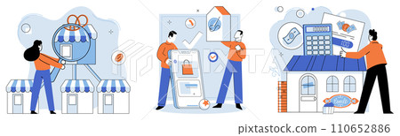 Family business. Vector illustration. Commercial activities encompass various business transactions and operations Business strategies guide decision making and set direction for organization 110652886