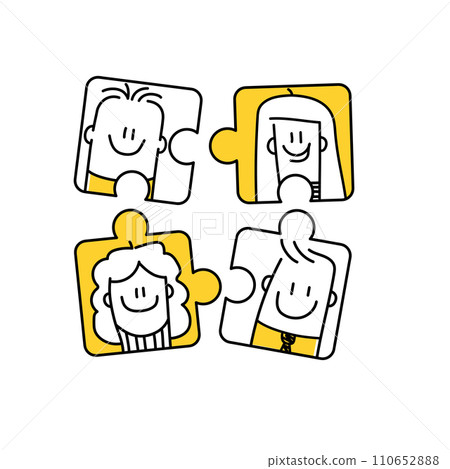 People avatars in puzzle form element inside. People avatars in puzzle form element inside. 110652888