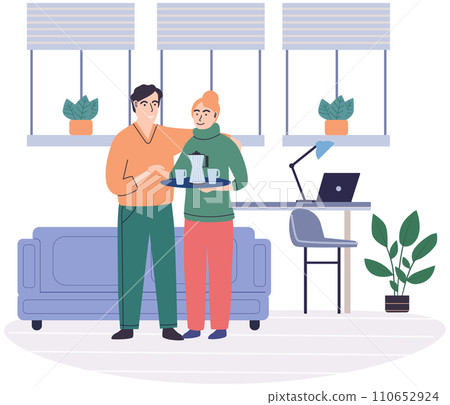Break room vector illustration. Enjoy break in comfortable and restful setting Take moment quiet and enjoy peacefulness break room Find relaxation and comfort in restful and cozy room Indulge 110652924