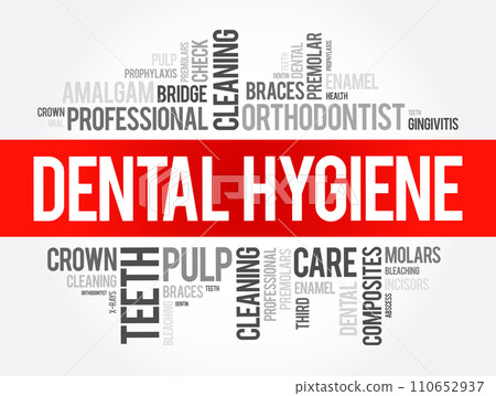 Dental hygiene word cloud collage, health concept background 110652937