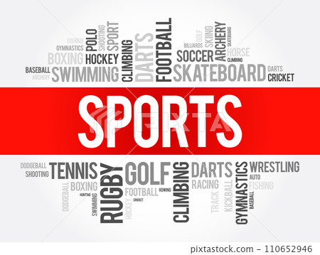 Sports word cloud collage, hobbies and leisure concept background 110652946