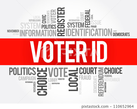 Voter ID word cloud collage , social concept background 110652964