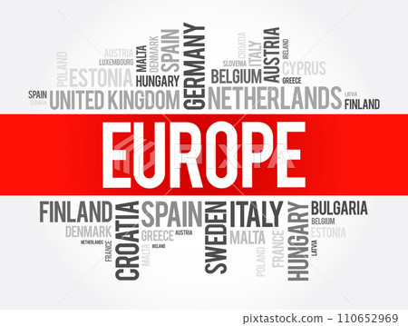 Europe List of cities word cloud collage, travel concept background Europe List of cities word cloud collage, travel concept background 110652969