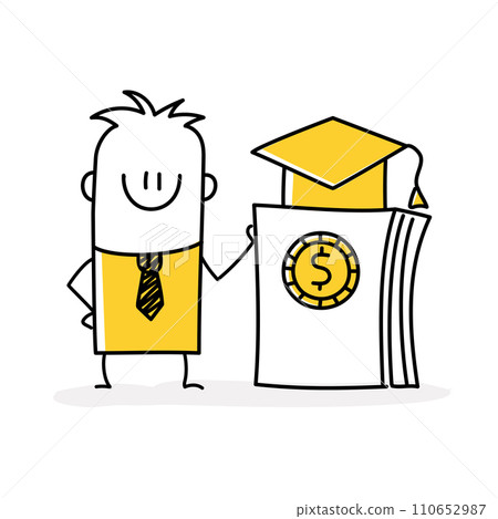 Man investing money in self development, knowledge and education. Man investing money in self development, knowledge and education. 110652987