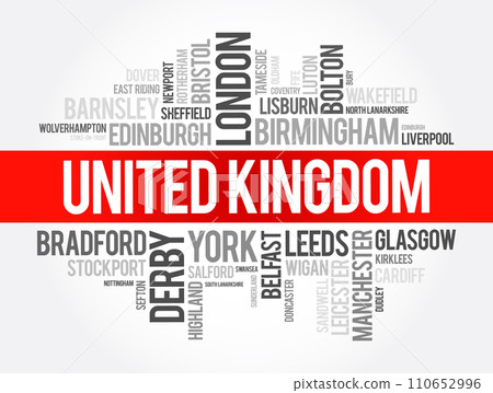 List of cities and towns in the United Kingdom, word cloud collage, travel concept background List of cities and towns in the United Kingdom, word cloud collage, travel concept background 110652996