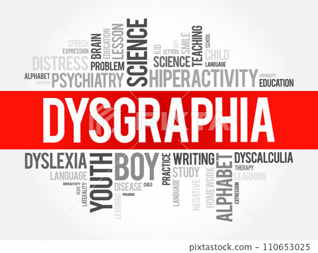 Dysgraphia word cloud collage, education concept background 110653025