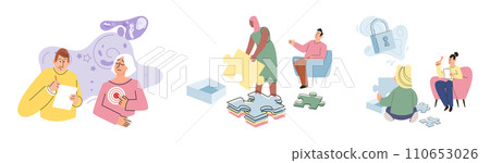 Game therapy vector illustration. Playing games enables practical application and continuous practice acquired skills Psychology and psychotherapy contribute to understanding psychological impact 110653026