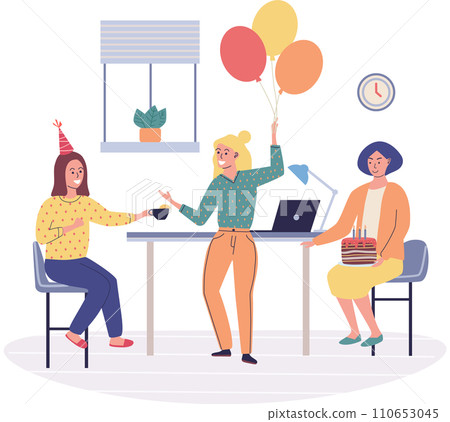 Break room vector illustration. Resting in restful space brings sense calm and tranquility The break room metaphor symbolizes carefree and relaxed atmosphere Enjoy comfort cozy room while relaxing 110653045