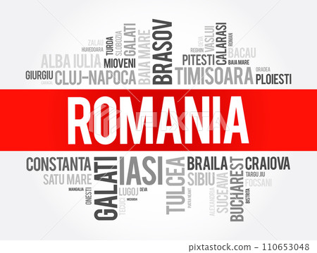List of cities in Romania word cloud collage, business and travel concept background 110653048