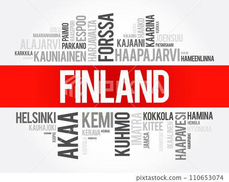 List of cities and towns in Finland, word cloud collage, business and travel concept background 110653074