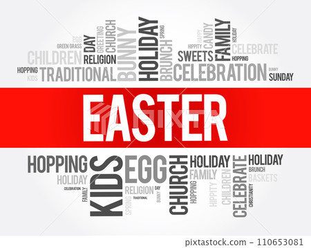 Easter word cloud collage, holiday concept background Easter word cloud collage, holiday concept background 110653081