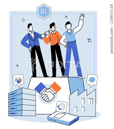 Business Association. Vector illustration. The business association metaphor represents interconnectedness and dynamics business relationships Negotiating deal requires effective communication 110653119