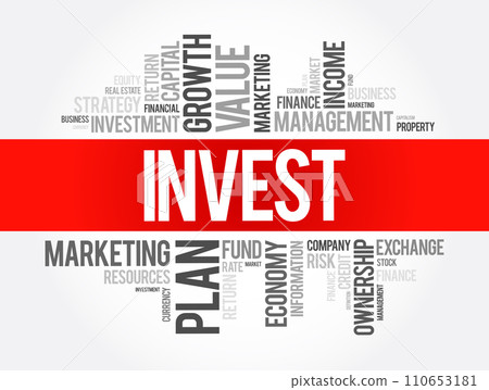Invest word cloud collage, business concept background 110653181