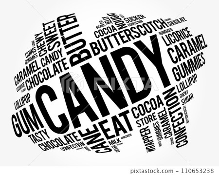 Candy word cloud collage, food concept background Candy word cloud collage, food concept background 110653238