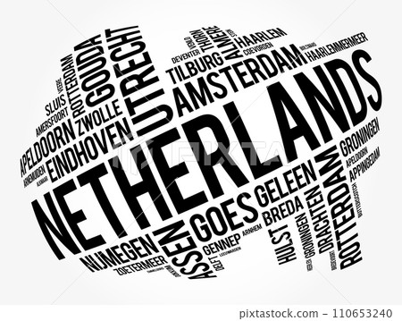 List of cities and towns in Netherlands, word cloud collage, business and travel concept background 110653240