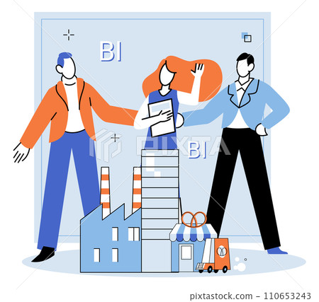 Business Association. Vector illustration. Cooperation among stakeholders is crucial for achieving shared business goals Corporate entities adhere to legal and ethical standards in their operations 110653243