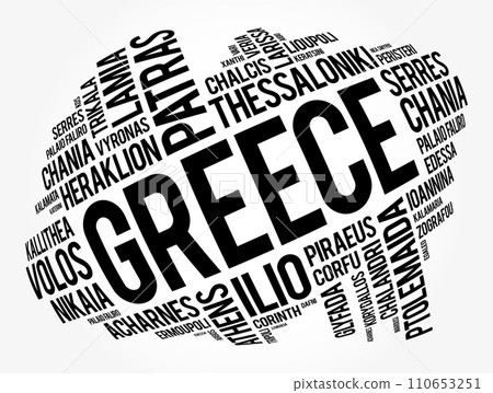 List of cities and towns in Greece, word cloud collage, business and travel concept background List of cities and towns in Greece, word cloud collage, business and travel concept background 110653251