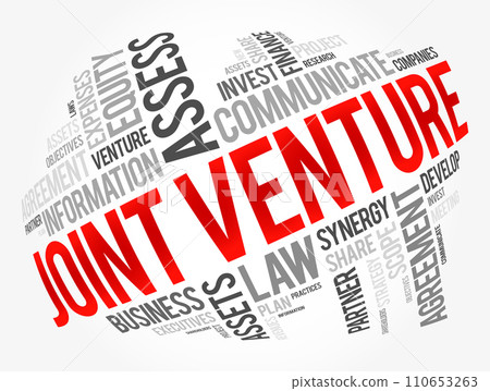 Joint Venture word cloud collage, business concept background 110653263