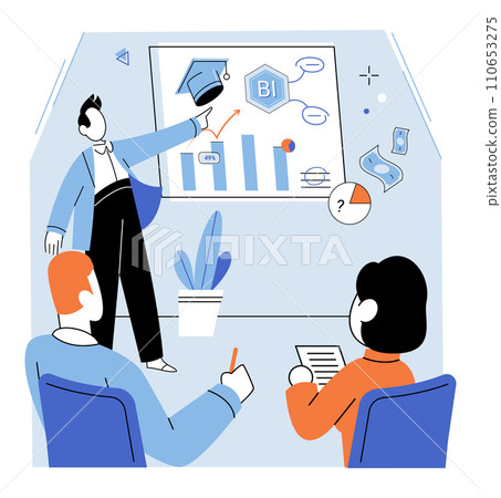 Financial education vector illustration. Knowledge finance empowers individuals to make informed financial decisions and take control their economic well being Teaching and training programs 110653275
