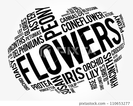 Flowers word cloud collage, concept background Flowers word cloud collage, concept background 110653277