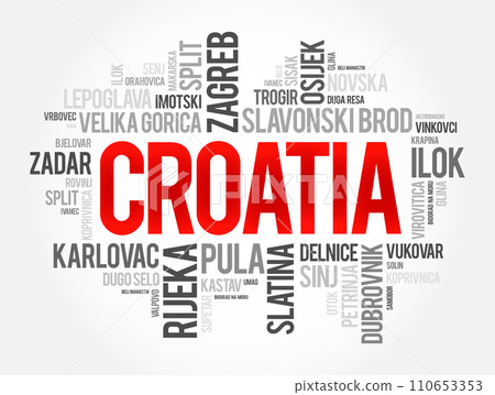 List of cities and towns in Croatia, word cloud collage, business and travel concept background 110653353
