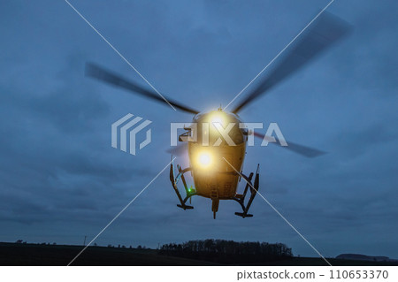 Helicopter of emergency medical service at night. Helicopter of emergency medical service at night. 110653370