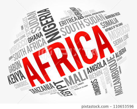 List of African countries word cloud collage, africa business and travel concept background List of African countries word cloud collage, africa business and travel concept background 110653596