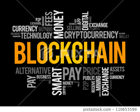 Blockchain cryptocurrency coin word cloud collage, business concept background Blockchain cryptocurrency coin word cloud collage, business concept background 110653599