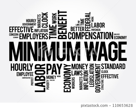 Minimum Wage is the lowest remuneration that employers can legally pay their employees, word cloud concept background 110653628