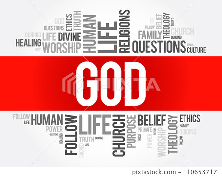 GOD word cloud collage, religion concept background GOD word cloud collage, religion concept background 110653717