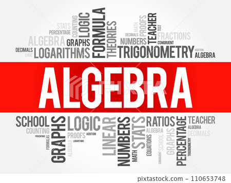 Algebra word cloud collage, education concept background 110653748