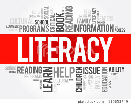 Literacy word cloud collage, education concept background Literacy word cloud collage, education concept background 110653749