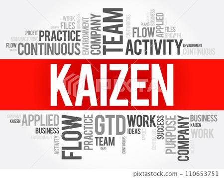 Kaizen - Japanese term meaning "change for the better" or "continuous improvement, word cloud concept background Kaizen - Japanese term meaning "change for the better" or "continuous improvement, word cloud concept background 110653751