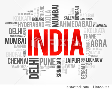 List of cities in India word cloud collage, business and travel concept background 110653953