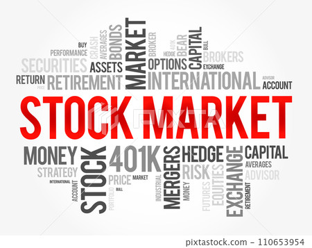 Stock Market word cloud collage, business concept background 110653954