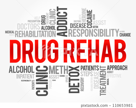 Drug Rehab word cloud collage, health concept background 110653981