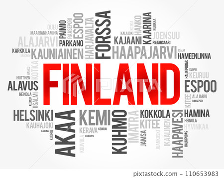 List of cities and towns in Finland, word cloud collage, business and travel concept background 110653983