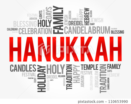 Hanukkah word cloud collage, holiday concept background 110653990