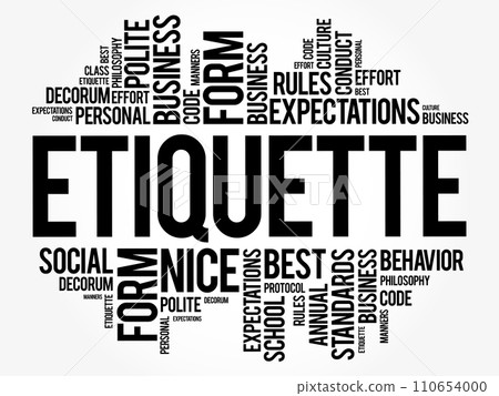 Etiquette word cloud collage, social business concept 110654000