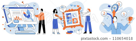 Business manage. Vector illustration. Innovation plays significant role in corporate success The success business is measured by its financial performance Managers utilize technology to streamline 110654018