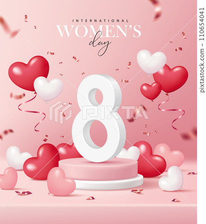38th International Women’s Day product display stand poster vector illustration 110654041