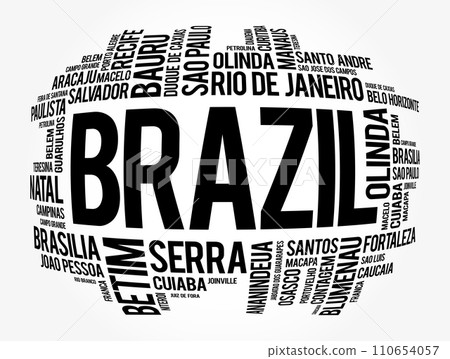 List of cities and towns in Brazil, word cloud collage, business and travel concept background 110654057