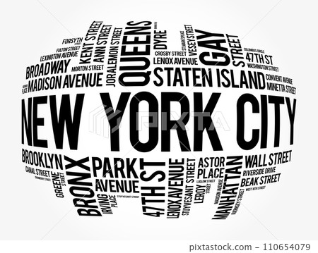 List of streets in New York City, word cloud collage, business and travel concept background 110654079