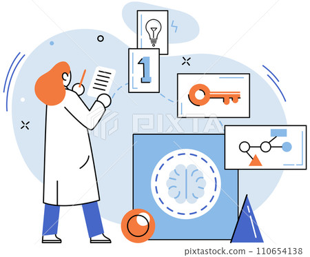 Business idea. Vector illustration. It is art communicating value proposition, building brand awareness, and attracting customers Marketing strategies leverage creativity, market analysis 110654138